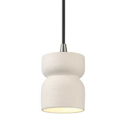 Radiance Short Hourglass Pendant Light in Matte White/Brushed Nickel/Black.