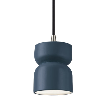 Radiance Short Hourglass Pendant Light in Midnight Sky/Brushed Nickel/Black.