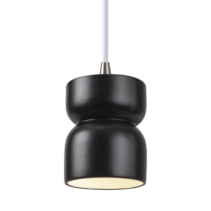 Radiance Short Hourglass Pendant Light in Carbon Matte Black/Brushed Nickel/White.