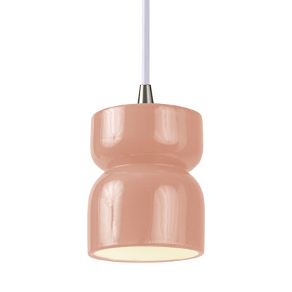 Radiance Short Hourglass Pendant Light in Gloss Blush/Brushed Nickel/White.
