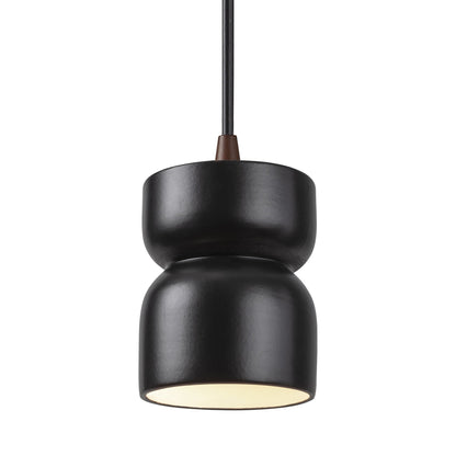 Radiance Short Hourglass Pendant Light in Carbon Matte Black/Dark Bronze/Black.