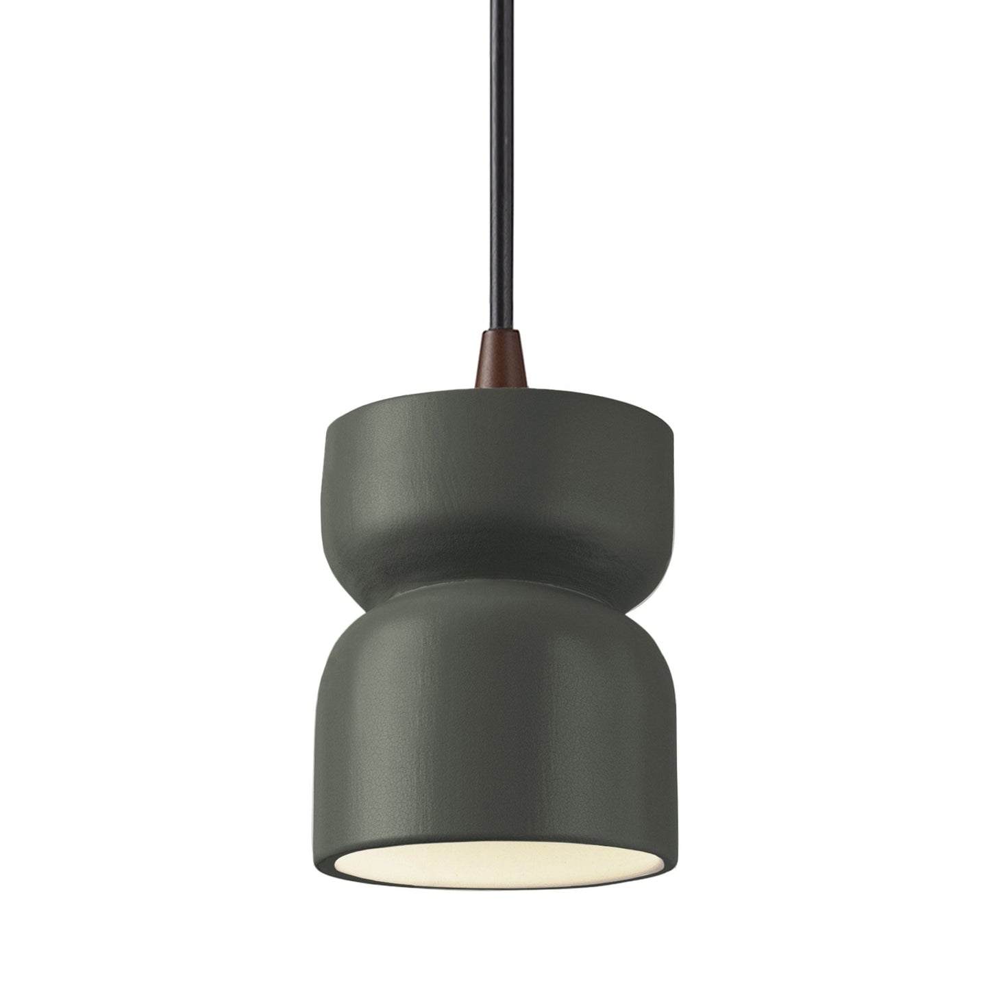 Radiance Short Hourglass Pendant Light in Pewter Green/Dark Bronze/Black.