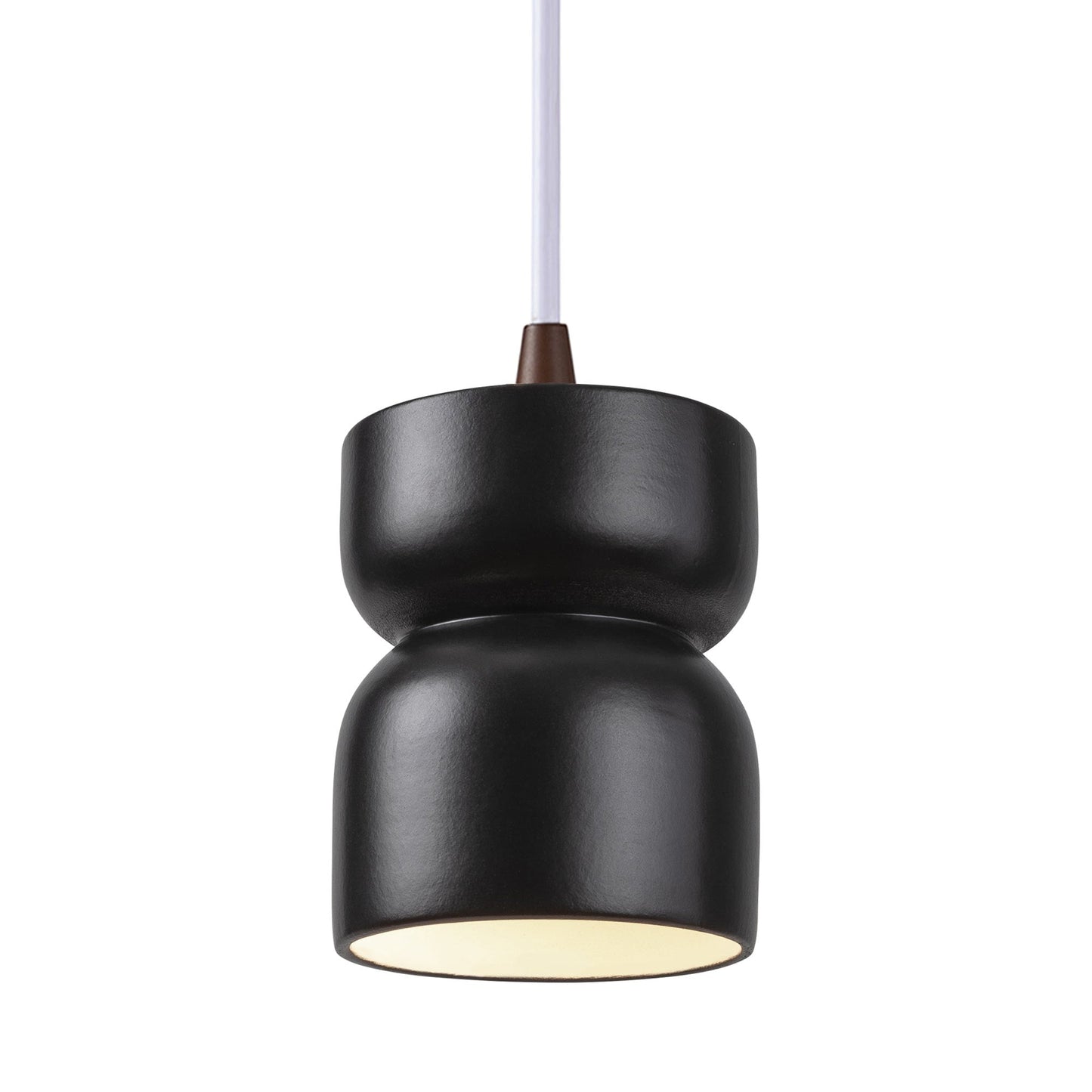 Radiance Short Hourglass Pendant Light in Carbon Matte Black/Dark Bronze/White.