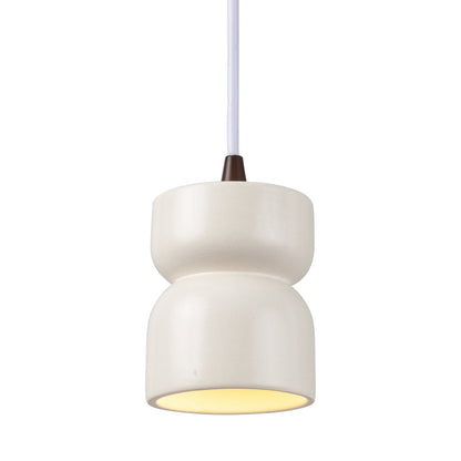 Radiance Short Hourglass Pendant Light in Matte White/Dark Bronze/White.