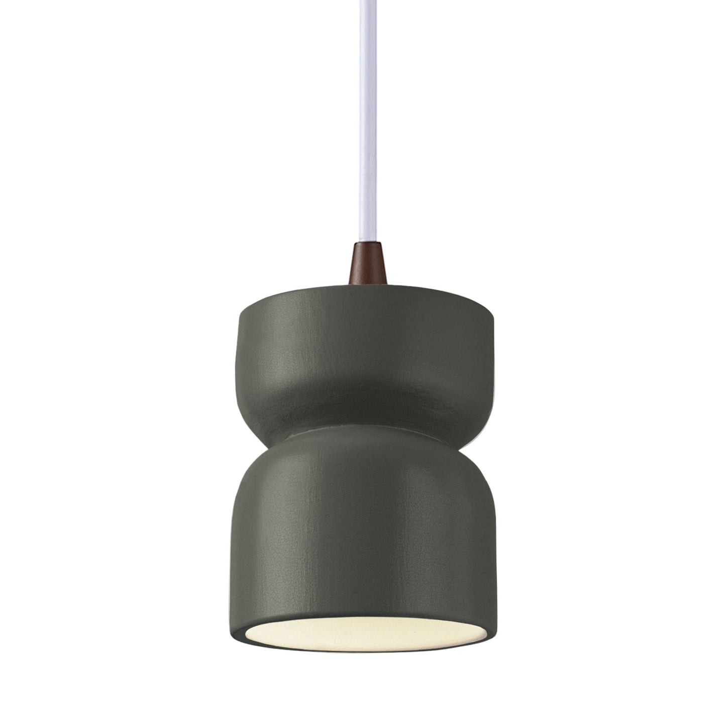 Radiance Short Hourglass Pendant Light in Pewter Green/Dark Bronze/White.
