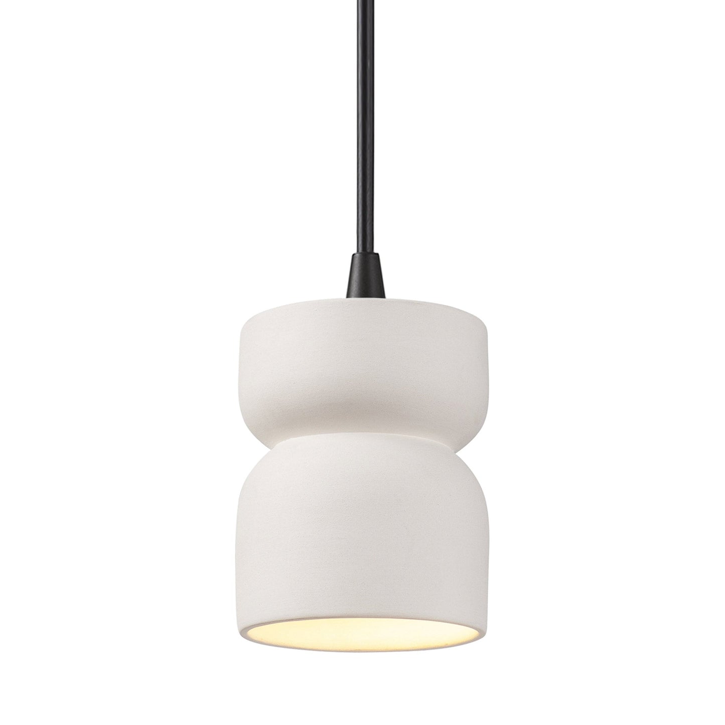 Radiance Short Hourglass Pendant Light in Bisque/Matte Black/Black.