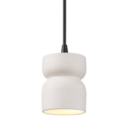Radiance Short Hourglass Pendant Light in Bisque/Matte Black/Black.