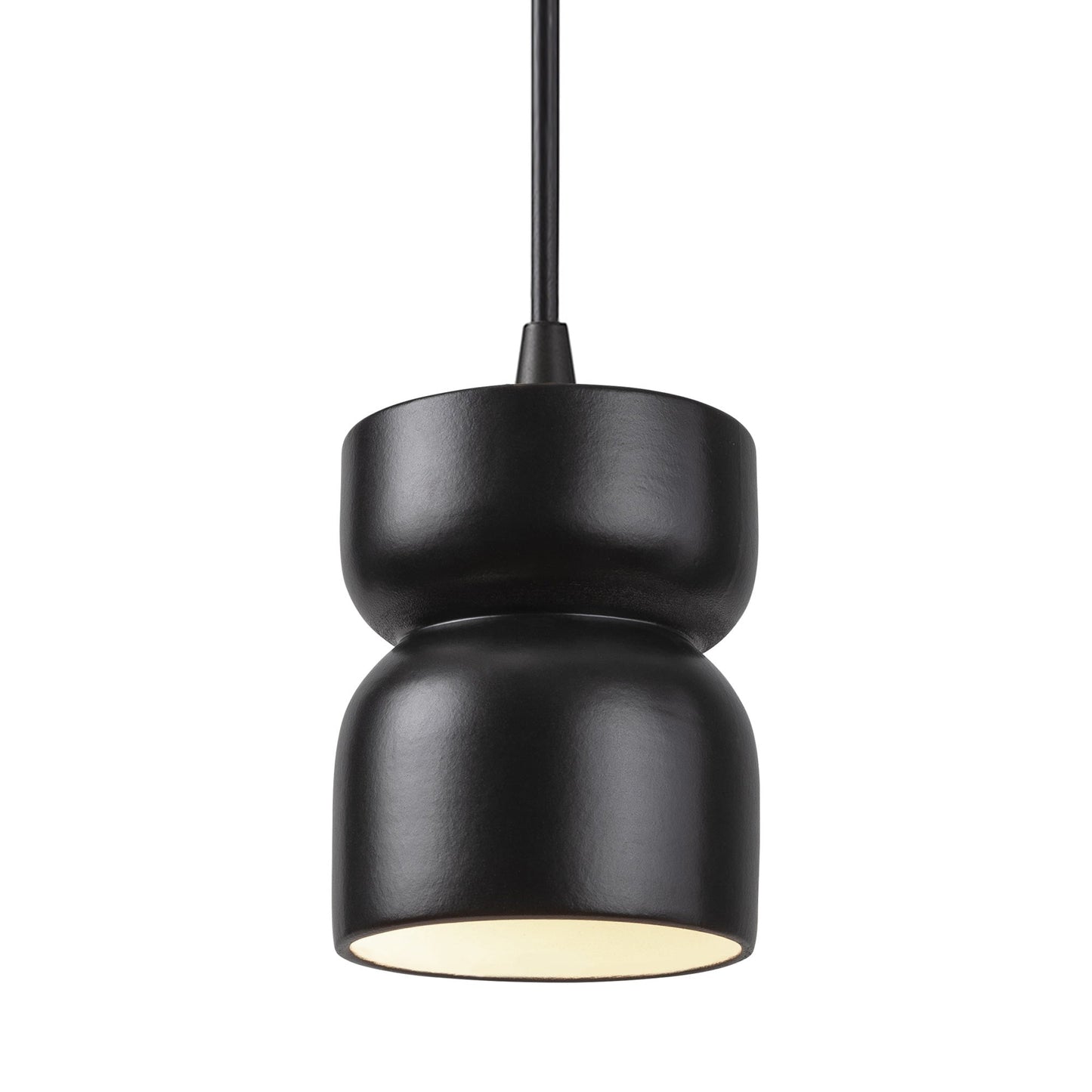 Radiance Short Hourglass Pendant Light in Carbon Matte Black/Matte Black/Black.