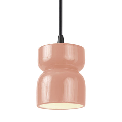 Radiance Short Hourglass Pendant Light in Gloss Blush/Matte Black/Black.