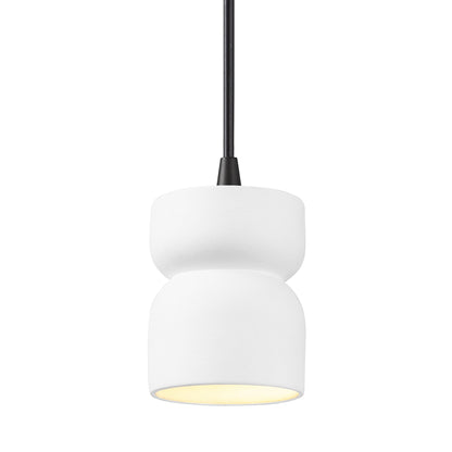Radiance Short Hourglass Pendant Light in Gloss White/Matte Black/Black.