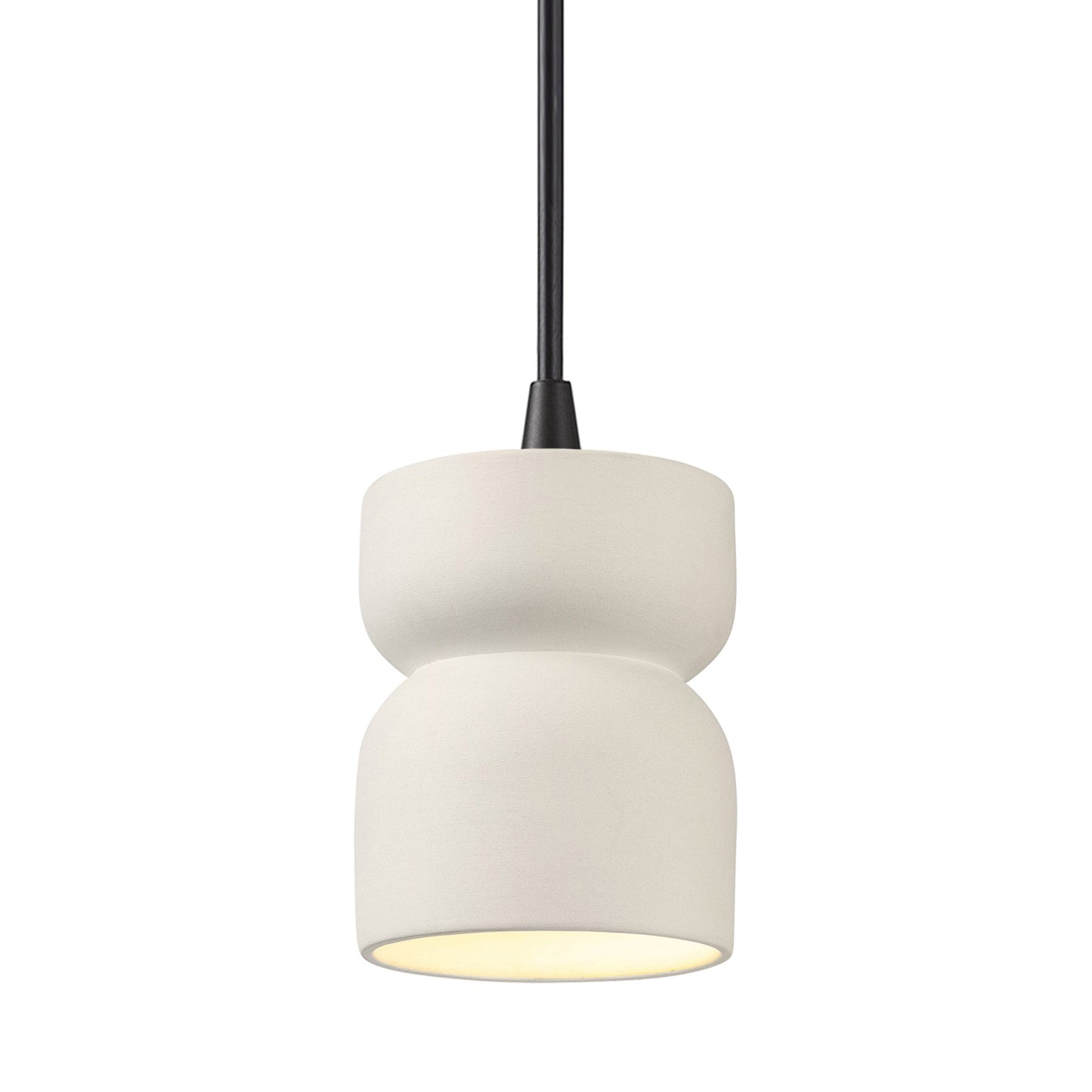 Radiance Short Hourglass Pendant Light in Matte White/Matte Black/Black.