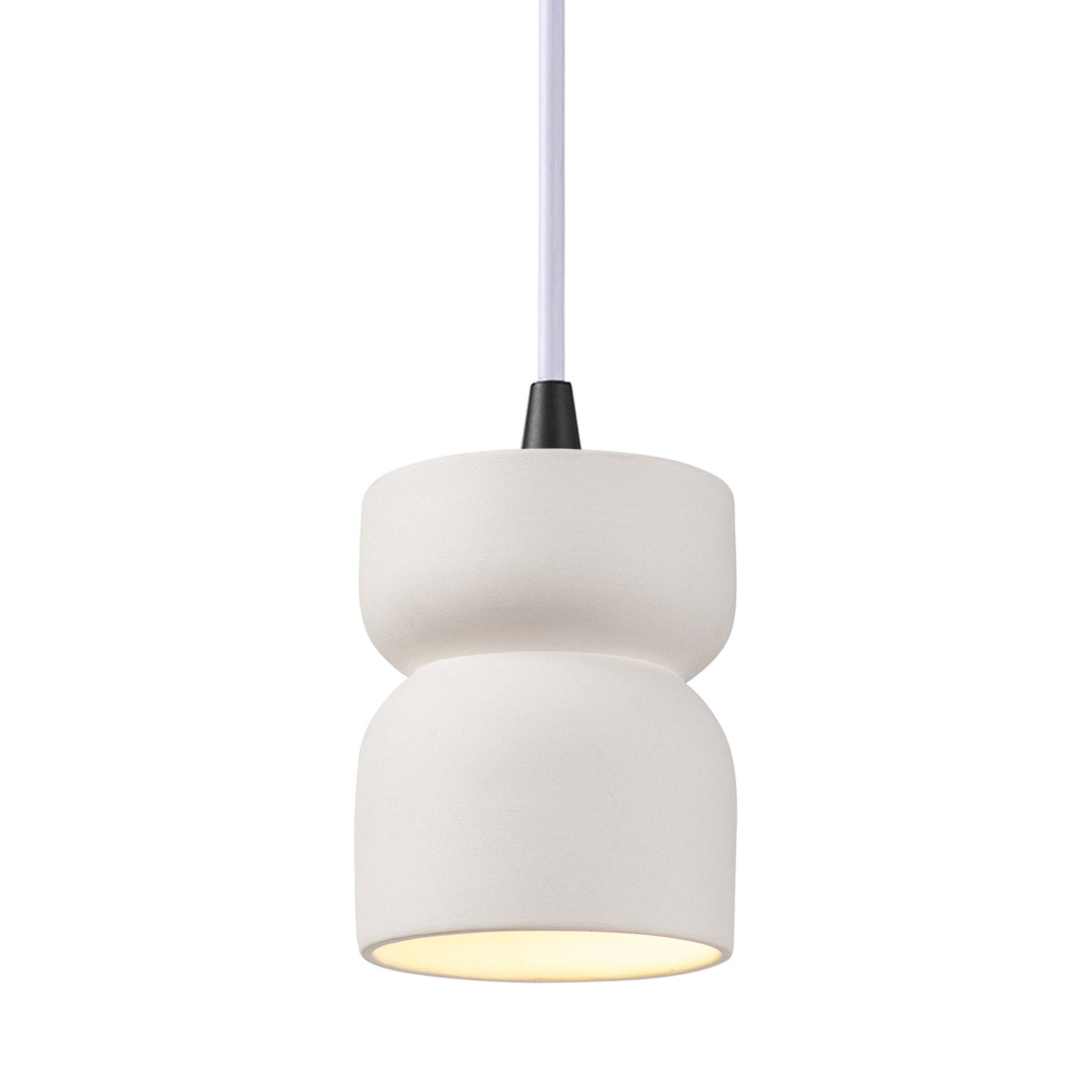 Radiance Short Hourglass Pendant Light in Bisque/Matte Black/White.