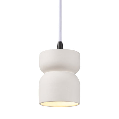 Radiance Short Hourglass Pendant Light in Bisque/Matte Black/White.