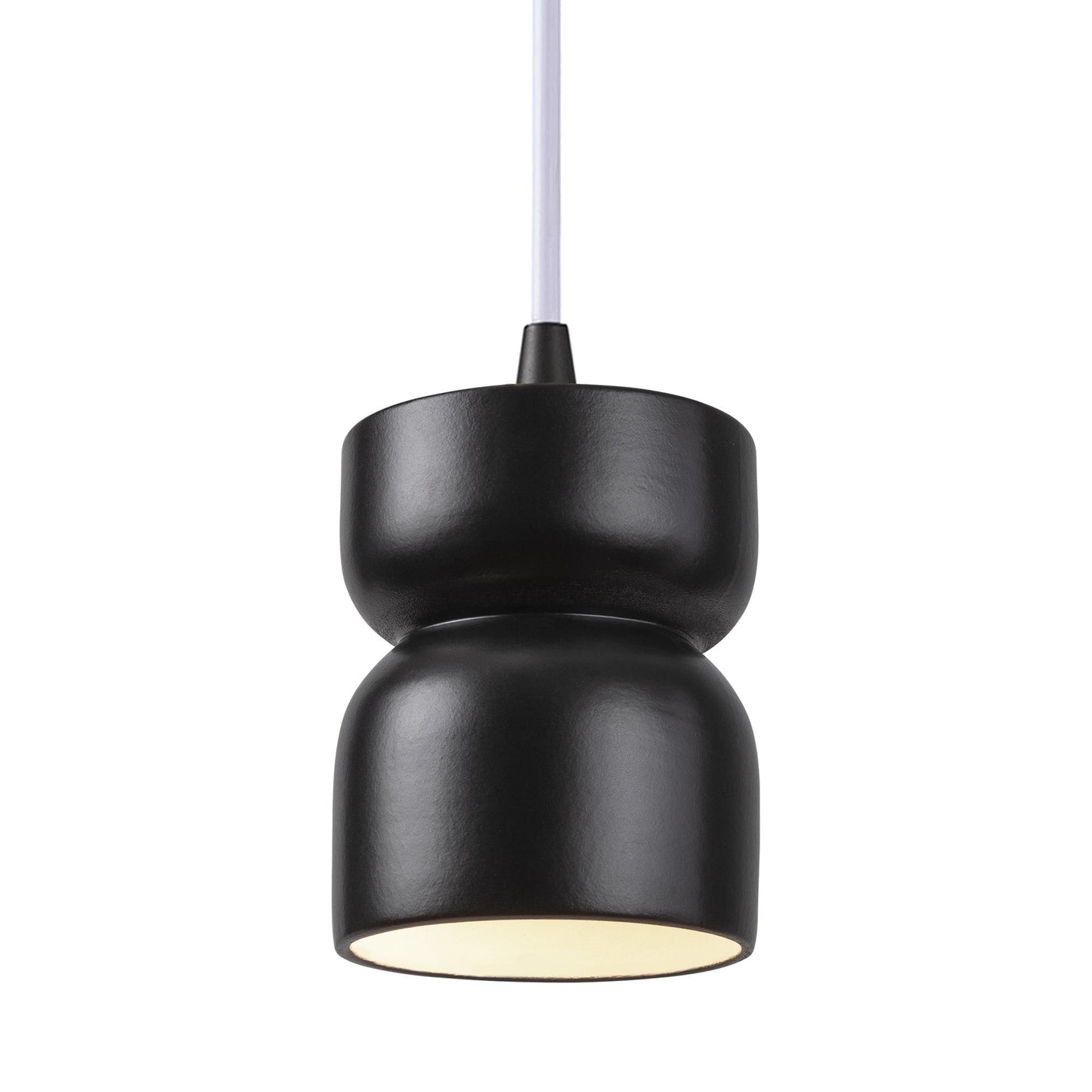 Radiance Short Hourglass Pendant Light in Carbon Matte Black/Matte Black/White.