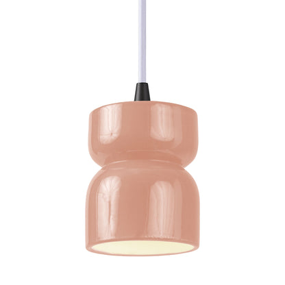 Radiance Short Hourglass Pendant Light in Gloss Blush/Matte Black/White.