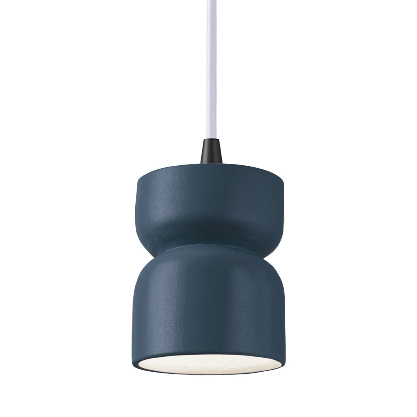 Radiance Short Hourglass Pendant Light in Midnight Sky/Matte Black/White.