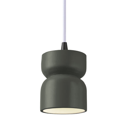 Radiance Short Hourglass Pendant Light in Pewter Green/Matte Black/White.