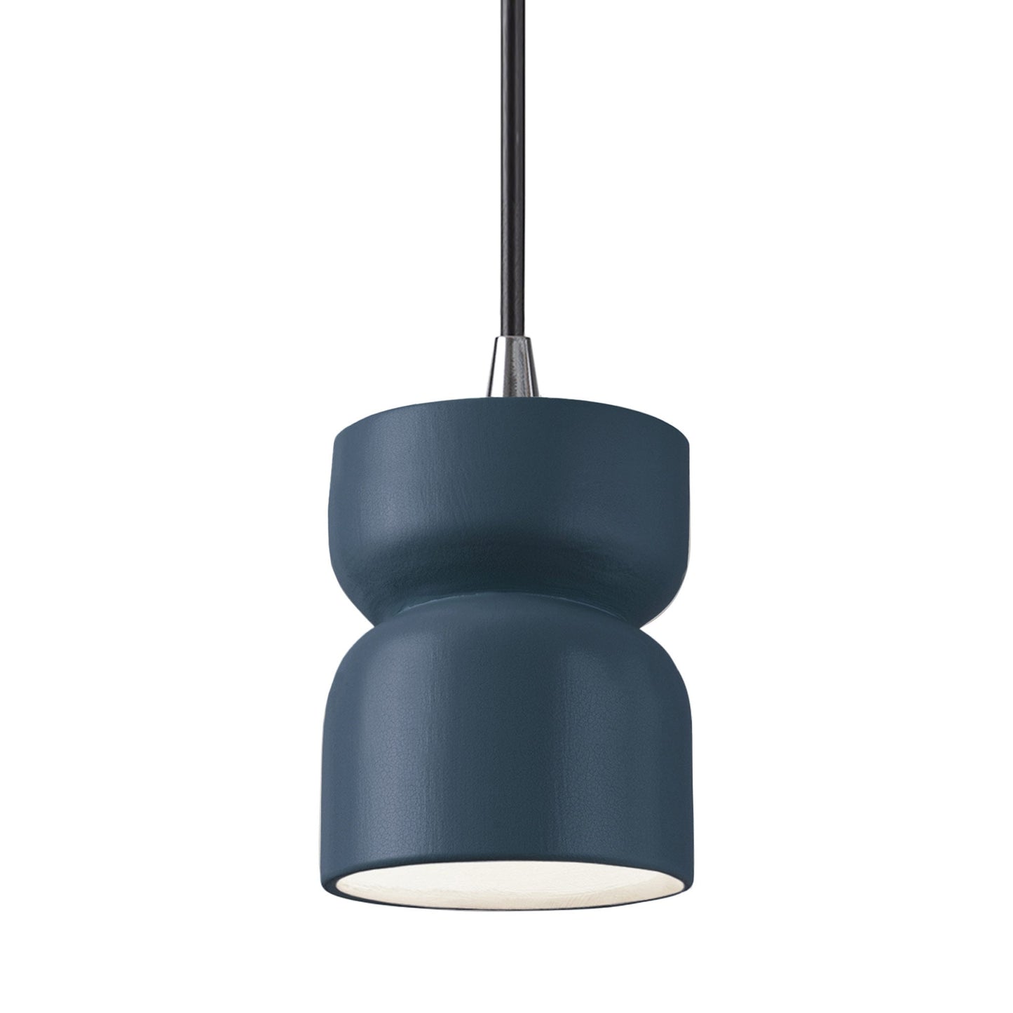 Radiance Short Hourglass Pendant Light in Midnight Sky/Polished Chrome/Black.