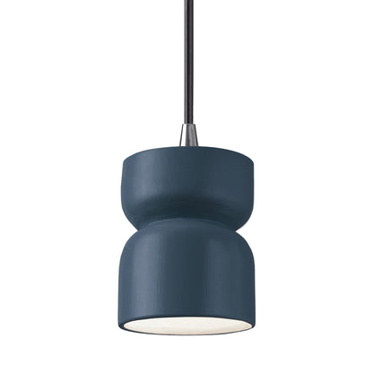 Radiance Short Hourglass Pendant Light in Midnight Sky/Polished Chrome/Black.