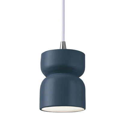 Radiance Short Hourglass Pendant Light in Midnight Sky/Polished Chrome/White.