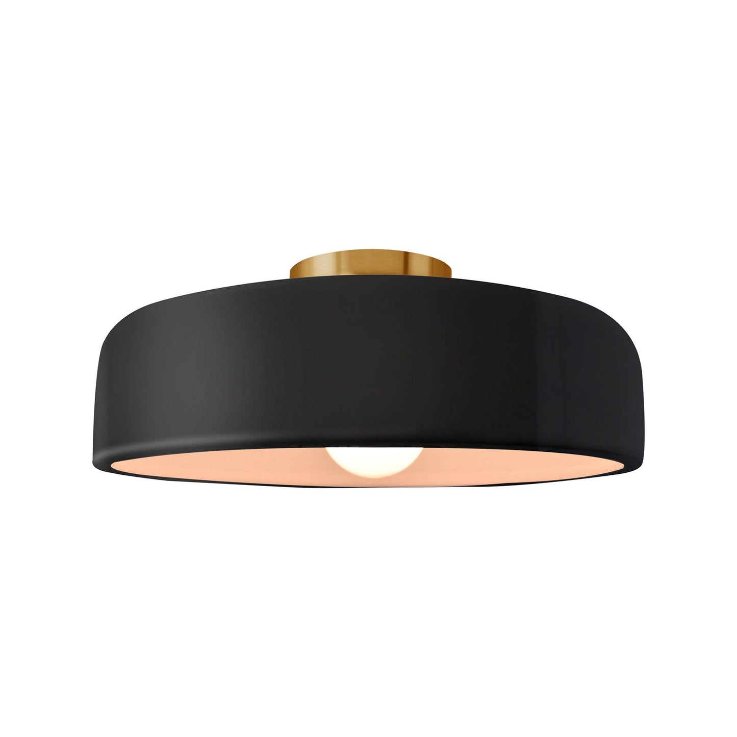 Radiance Spire LED Semi Flush Mount Ceiling Light in Gloss Black/Brushed Brass (Medium).