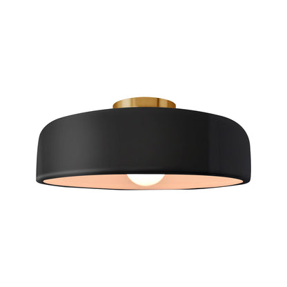 Radiance Spire LED Semi Flush Mount Ceiling Light in Gloss Black/Brushed Brass (Medium).