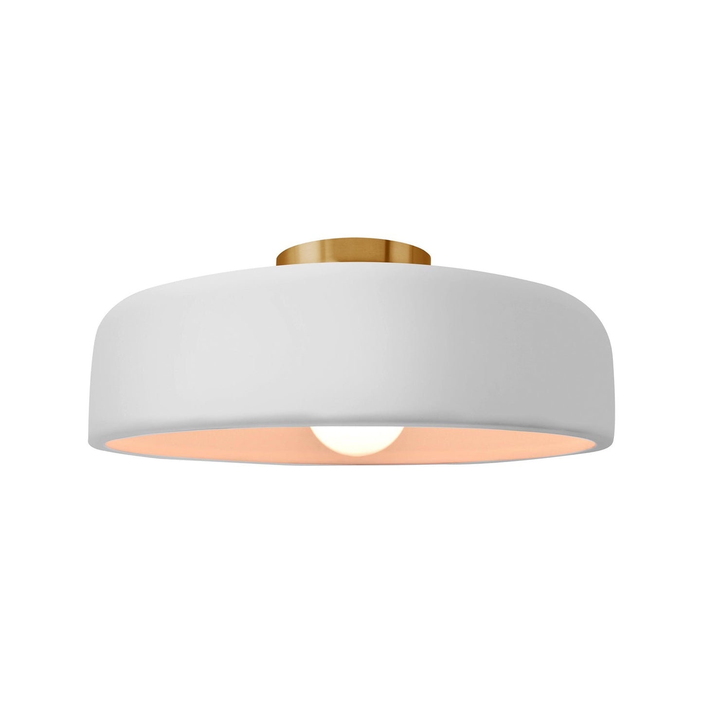 Radiance Spire LED Semi Flush Mount Ceiling Light in Gloss White/Brushed Brass (Medium).