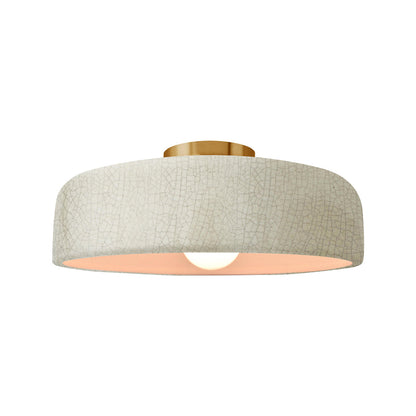 Radiance Spire LED Semi Flush Mount Ceiling Light in White Crackle/Brushed Brass (Medium).