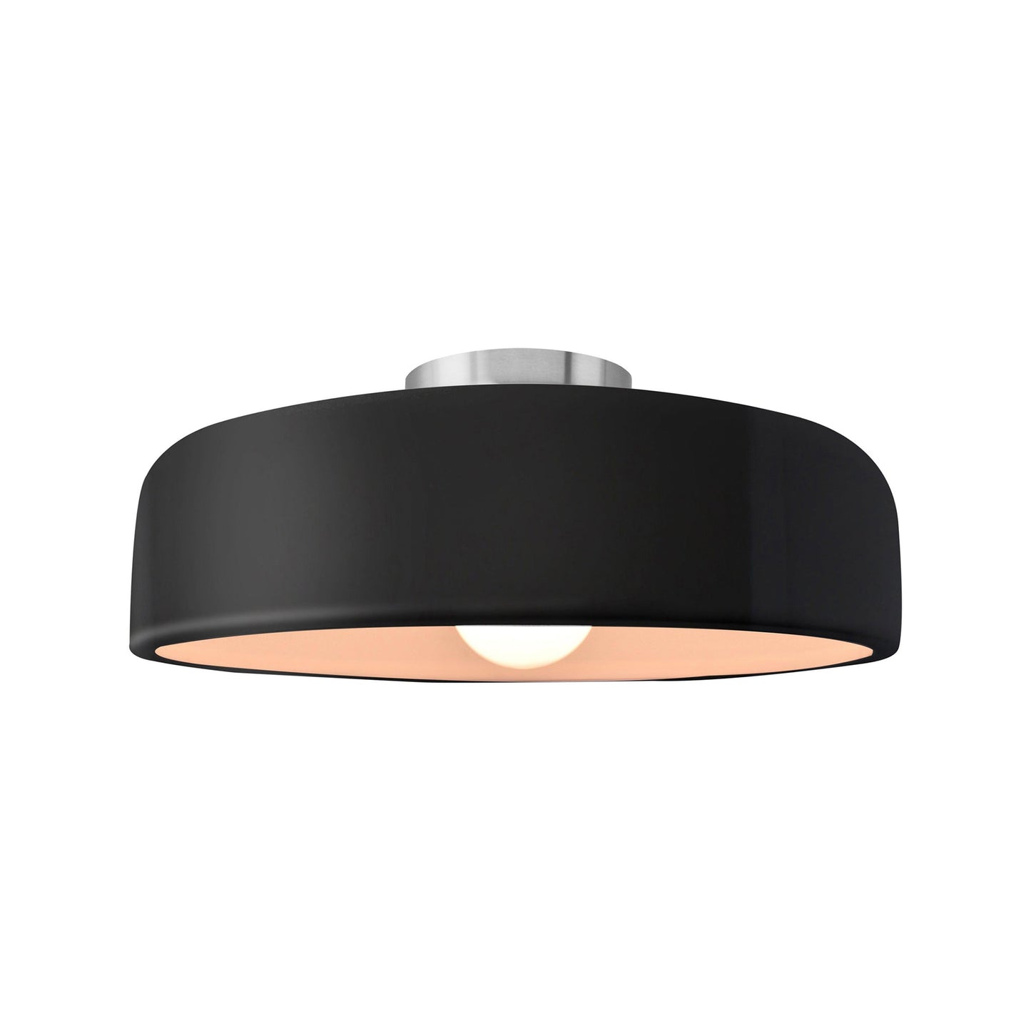 Radiance Spire LED Semi Flush Mount Ceiling Light in Gloss Black/Brushed Nickel (Medium).