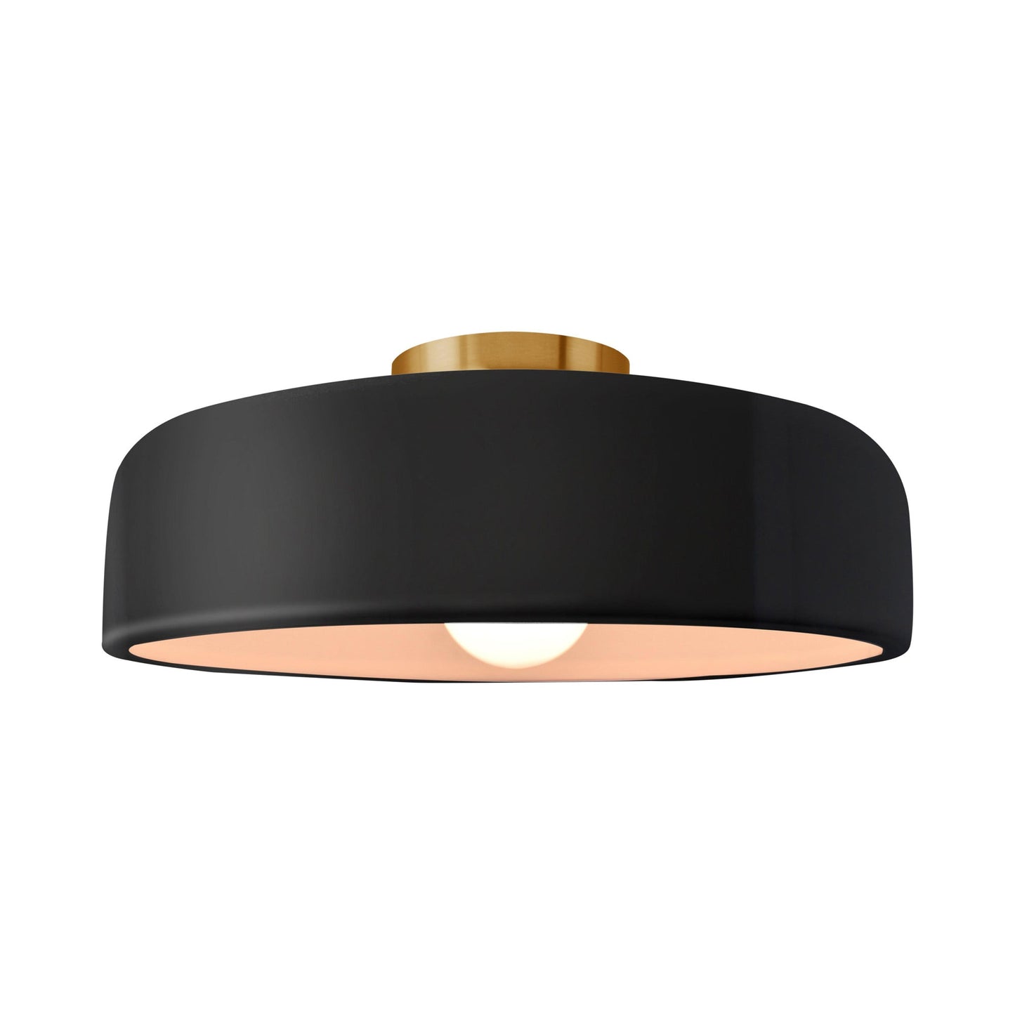 Radiance Spire LED Semi Flush Mount Ceiling Light in Gloss Black/Brushed Brass (Large).