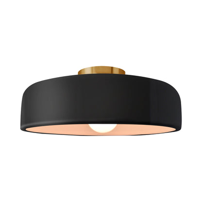 Radiance Spire LED Semi Flush Mount Ceiling Light in Gloss Black/Brushed Brass (Large).