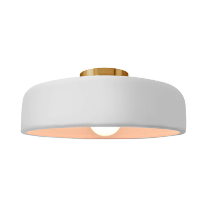 Radiance Spire LED Semi Flush Mount Ceiling Light in Gloss White/Brushed Brass (Large).