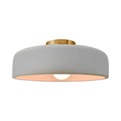 Radiance Spire LED Semi Flush Mount Ceiling Light in Matte White/Brushed Brass (Large).