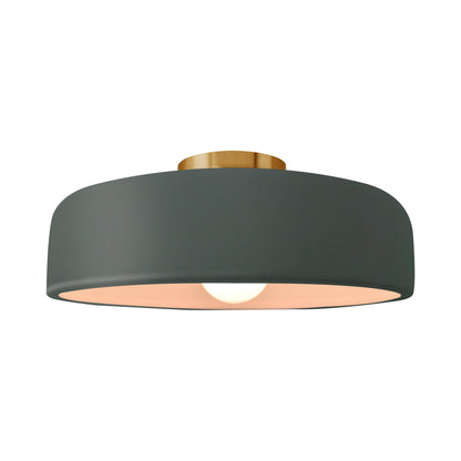 Radiance Spire LED Semi Flush Mount Ceiling Light in Pewter Green/Brushed Brass (Large).