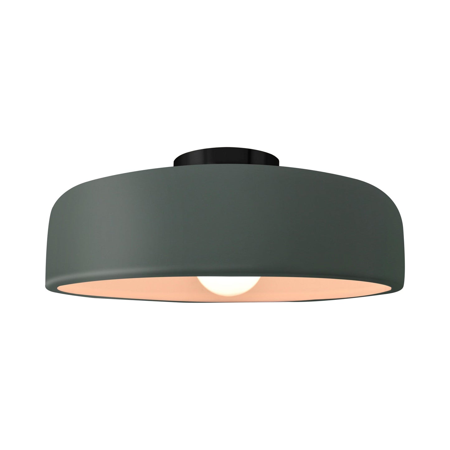 Radiance Spire LED Semi Flush Mount Ceiling Light in Pewter Green/Matte Black (Large).
