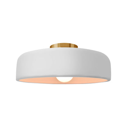 Radiance Spire Semi Flush Mount Ceiling Light in Gloss White/Brushed Brass (Medium).