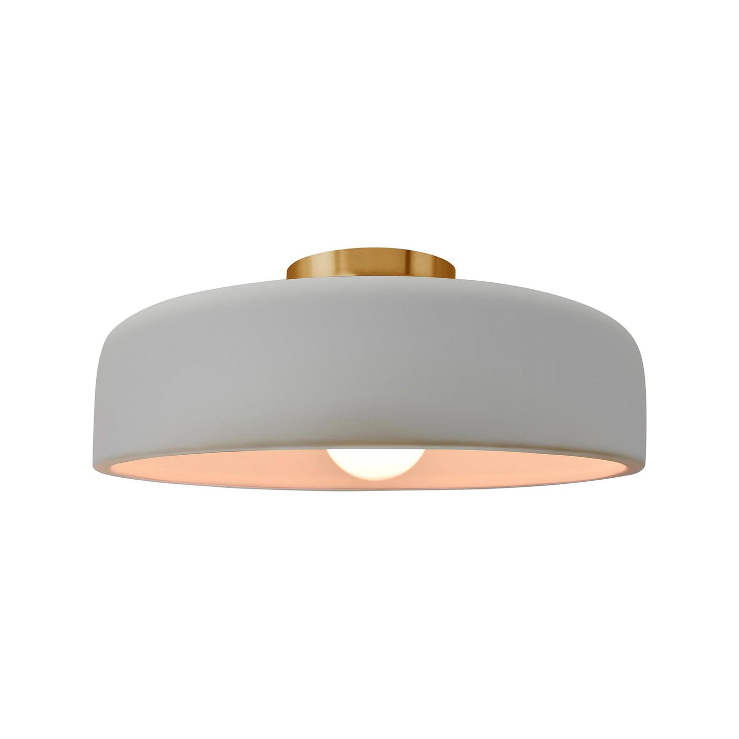 Radiance Spire Semi Flush Mount Ceiling Light in Matte White/Brushed Brass (Medium).
