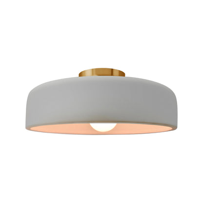 Radiance Spire Semi Flush Mount Ceiling Light in Matte White/Brushed Brass (Medium).