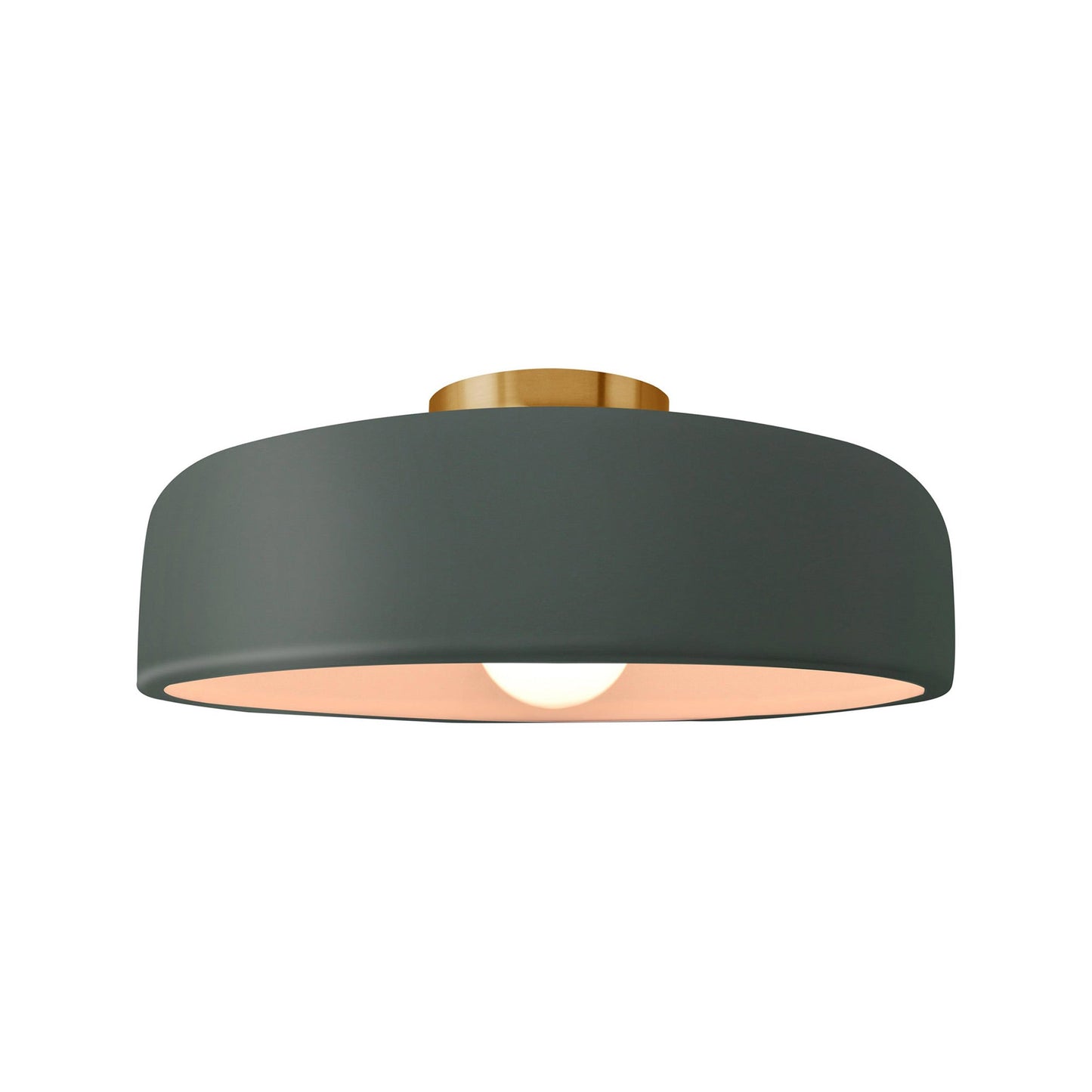 Radiance Spire Semi Flush Mount Ceiling Light in Pewter Green/Brushed Brass (Medium).