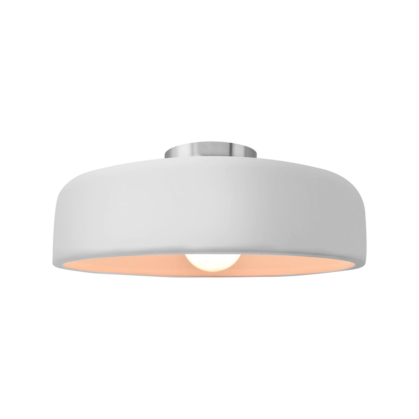 Radiance Spire Semi Flush Mount Ceiling Light in Gloss White/Brushed Nickel (Medium).