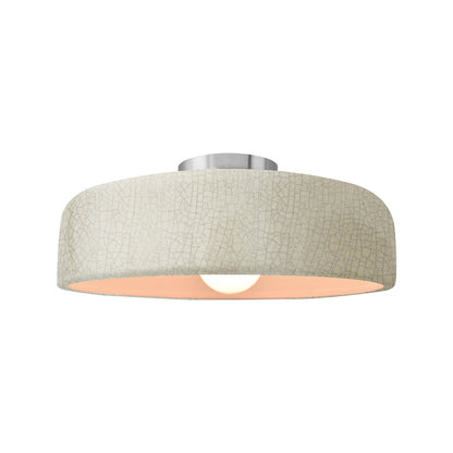 Radiance Spire Semi Flush Mount Ceiling Light in White Crackle/Brushed Nickel (Medium).