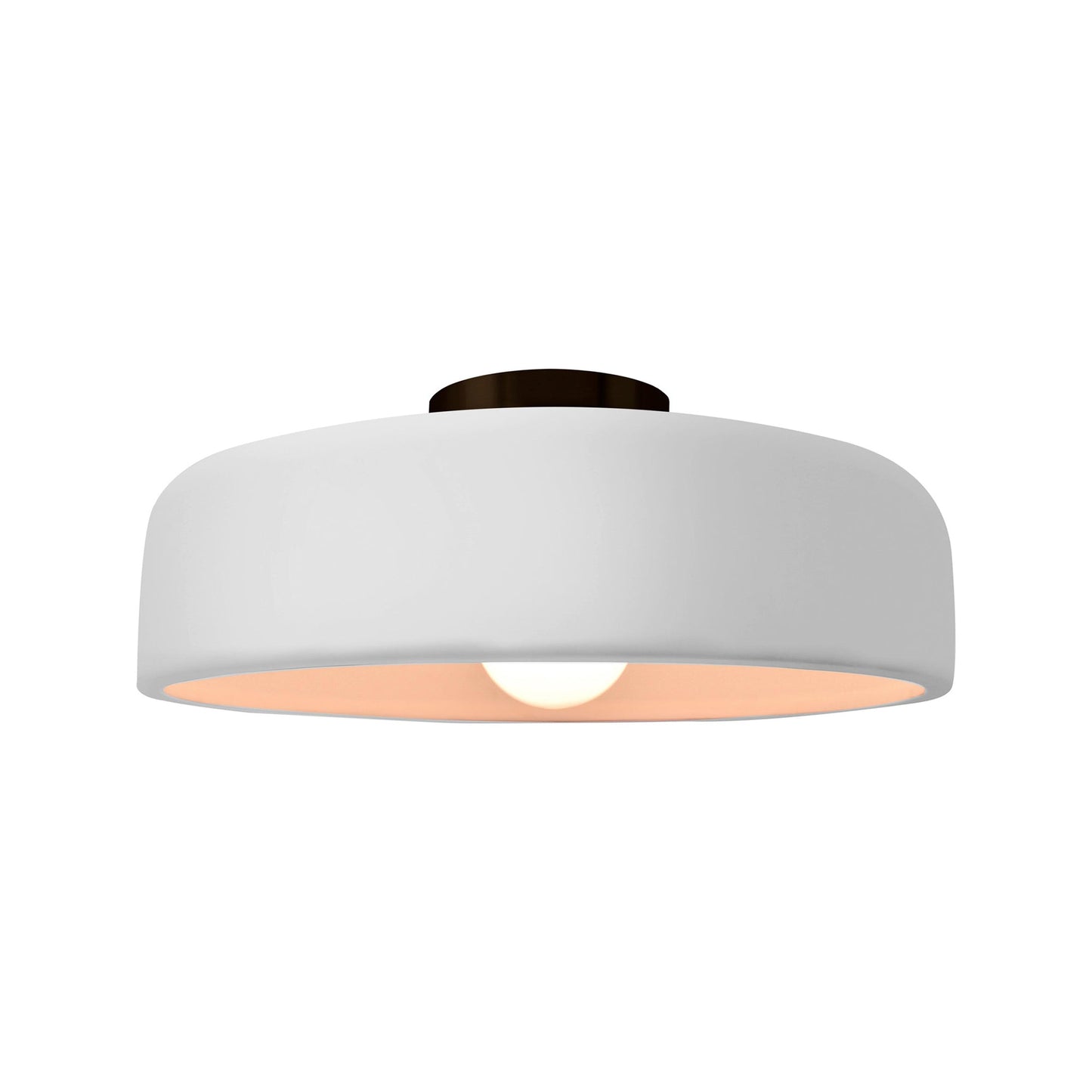 Radiance Spire Semi Flush Mount Ceiling Light in Gloss White/Matte Black (Medium).