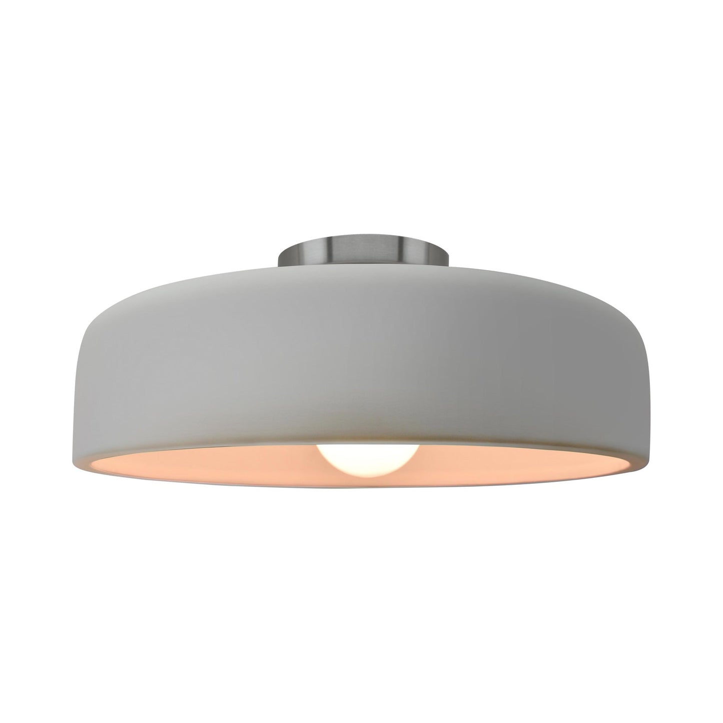 Radiance Spire Semi Flush Mount Ceiling Light in Matte White/Brushed Nickel (Large).