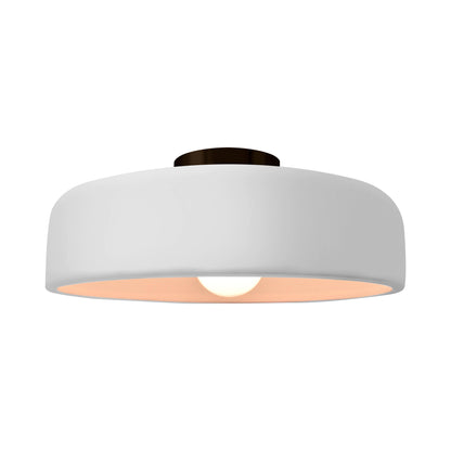 Radiance Spire Semi Flush Mount Ceiling Light in Gloss White/Matte Black (Large).