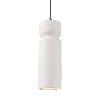 Radiance Tall Hourglass LED Pendant Light in Bisque/Brushed Nickel/Black.