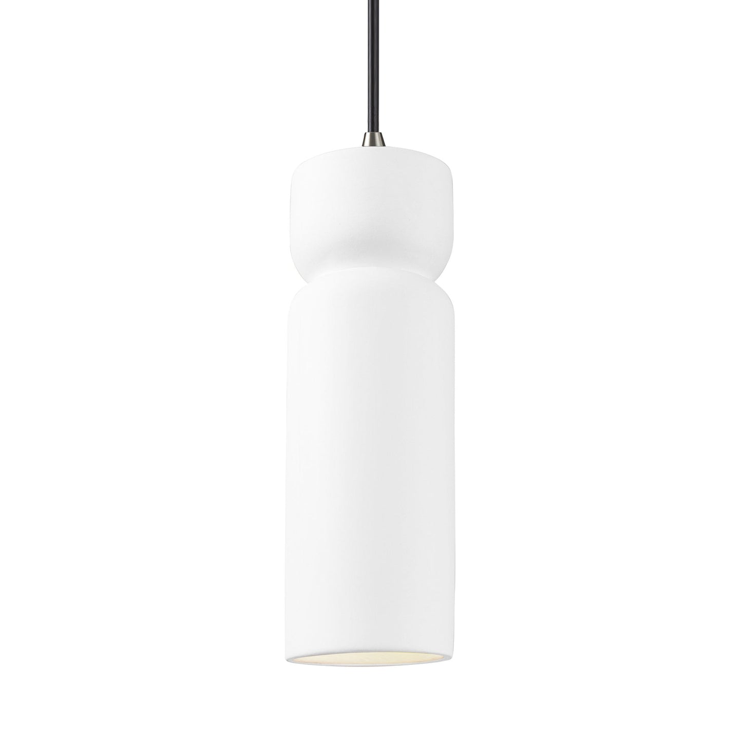 Radiance Tall Hourglass LED Pendant Light in Gloss White/Brushed Nickel/Black.