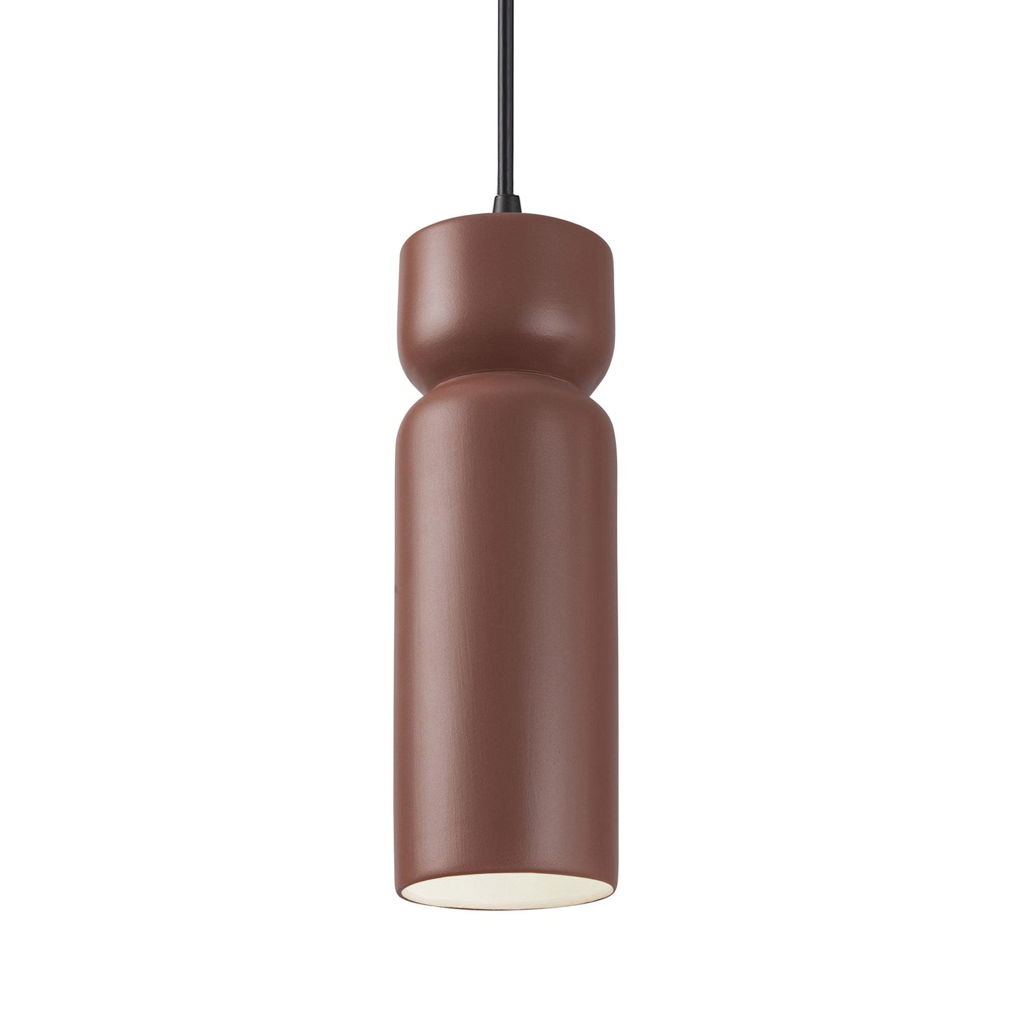 Radiance Tall Hourglass LED Pendant Light in Canyon Clay/Matte Black/Black.