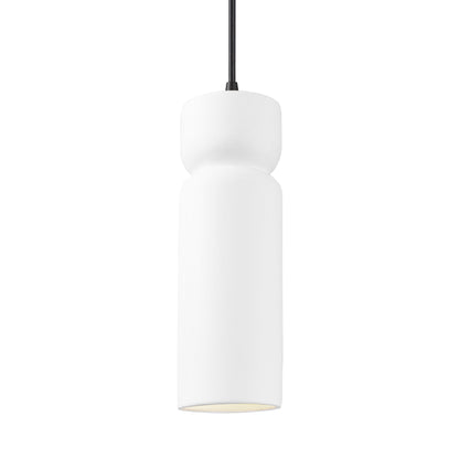 Radiance Tall Hourglass LED Pendant Light in Gloss White/Matte Black/Black.