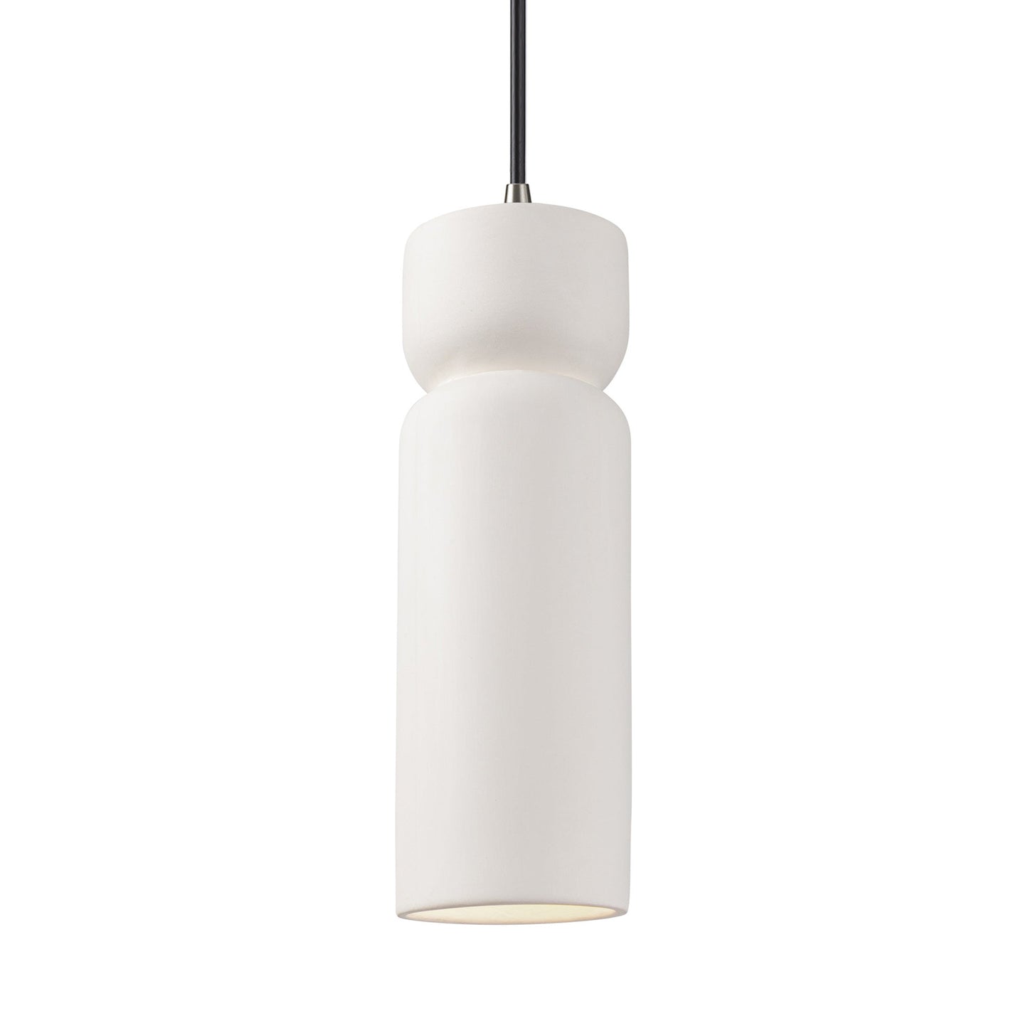 Radiance Tall Hourglass Pendant Light in Bisque/Brushed Nickel/Black.