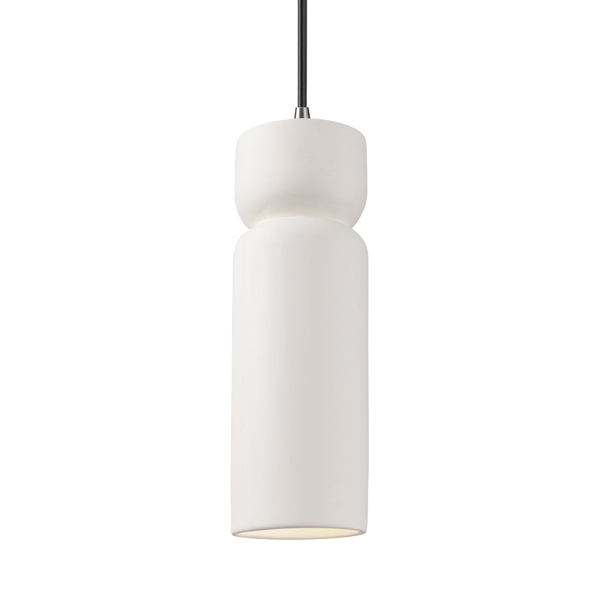 Radiance Tall Hourglass Pendant Light in Bisque/Brushed Nickel/Black.